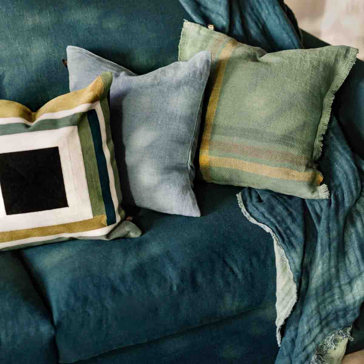 Plaid Baya Haomy en lin et coton, jeté de lit avec 7 couleurs élégantes