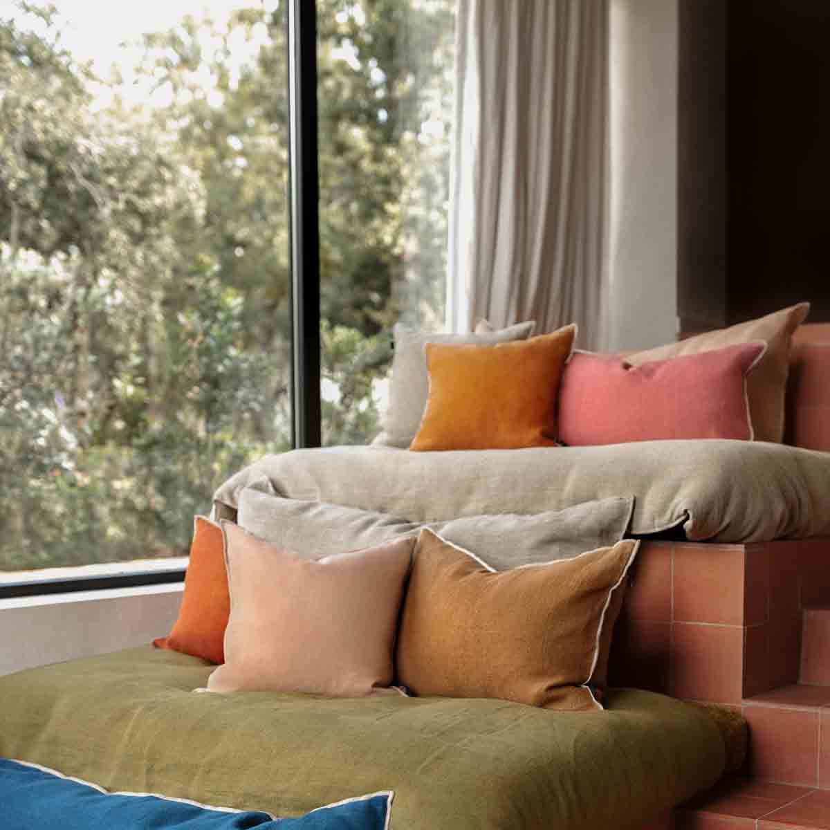 Chennai washed linen cushion cover 45x45 cm - Harmony Haomy