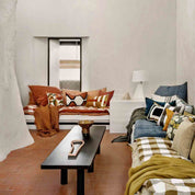 Housse de coussin en lin lavé Palma Haomy à grands carreaux – 4 coloris modernes