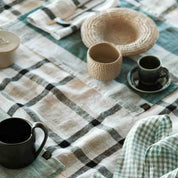 Nappe Capri Haomy en lin lavé - rayures et carreaux - 3 teintes subtiles