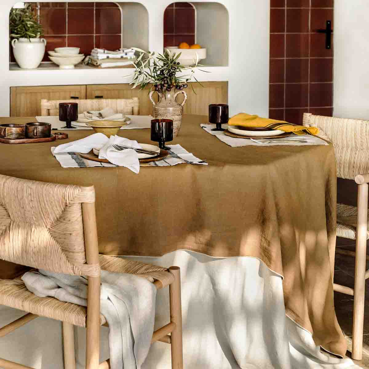 Venice washed linen tablecloth 160x350 cm White - Harmony Haomy