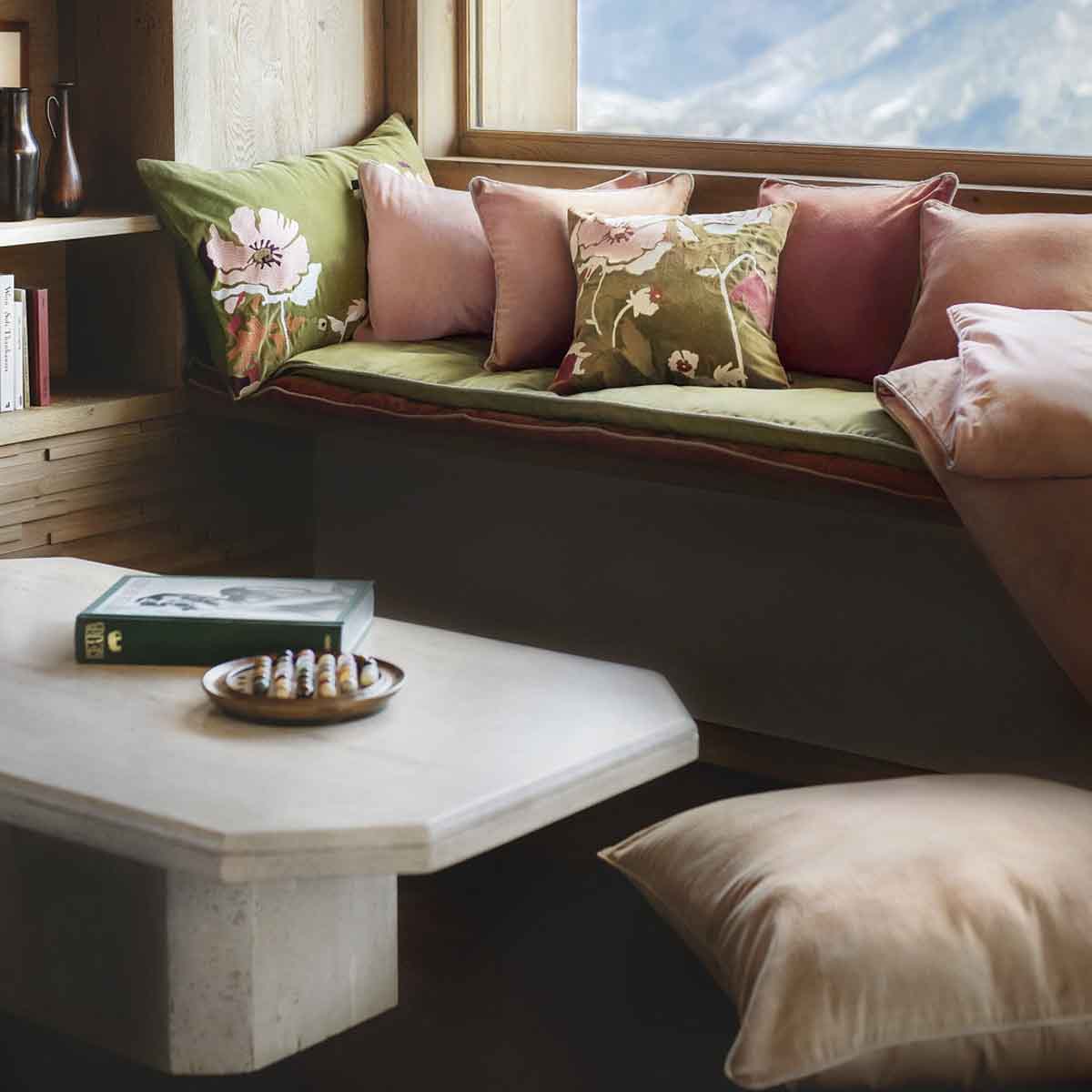 Housse de coussin velours New Delhi Haomy - Finition bourdon lin, 16 teintes raffinées