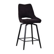 Magnifique chaise de bar, snack, tabouret pivotant en tissus microfibre avec pieds en métal noir mât, coloris Noir marron, chez Home Beddings and Curtains