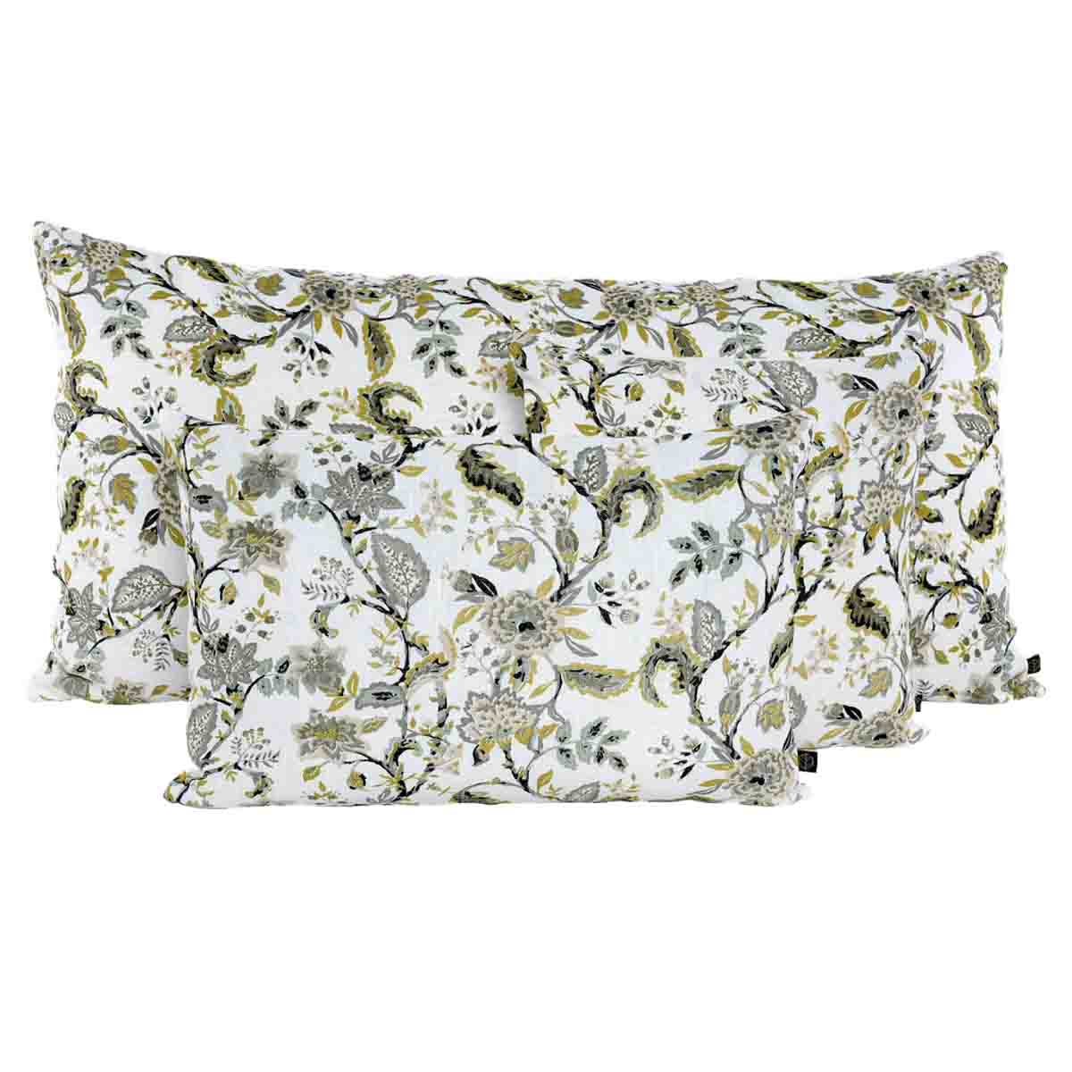 Housse de coussin Mahe de la marque Haomy en 100% lin lacé, coloris Céladon