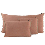 Coussin Cuba Haomy en lin lavé coloris Brick – finition frangée et look chiné