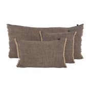 Coussin Cuba Haomy en lin lavé coloris Charbon – finition frangée et look chiné