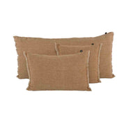 Coussin Cuba Haomy en lin lavé coloris Daim – finition frangée et look chiné