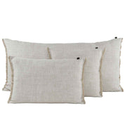 Coussin Cuba Haomy en lin lavé coloris Lin – finition frangée et look chiné