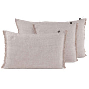 Coussin Cuba Haomy en lin lavé coloris Pétale – finition frangée et look chiné
