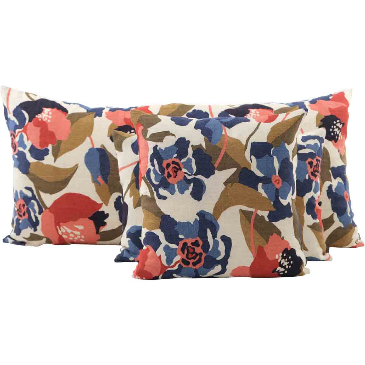 Coussin Ibiza Haomy en lin lavé, motif floral coloris Gitane – douceur et élégance naturelle