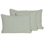 Coussin Piana II Haomy en lin lavé, motif petits carreaux, coloris Amande – élégance douce et chaleureuse