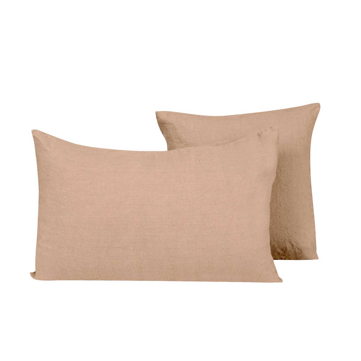 Coussin Porticcio Haomy en lin lavé, coloris Cimarron – style sobre et chic, finition naturelle et élégante