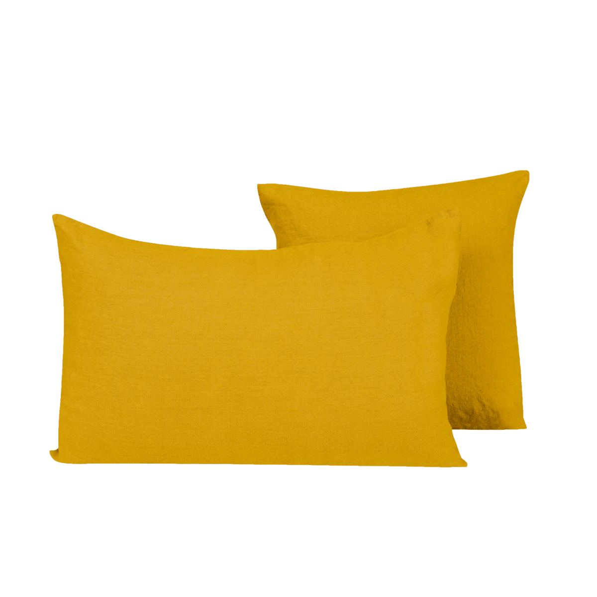 Coussin Porticcio Haomy en lin lavé, coloris Safran – style sobre et chic, finition naturelle et élégante