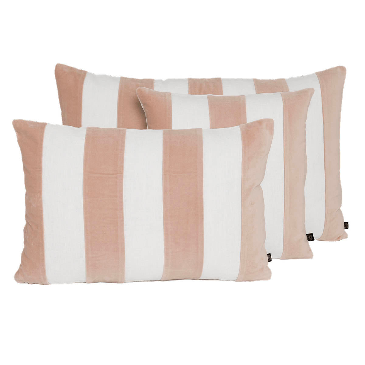Coussin Perth Haomy en lin lavé et velours de coton, coloris Cimarron – motif rayé bicolore, chic et raffiné