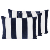 Coussin Perth Haomy en lin lavé et velours de coton, coloris Encre – motif rayé bicolore, chic et raffiné