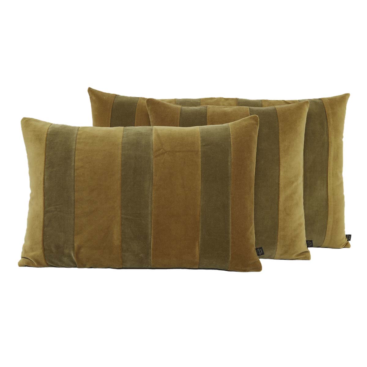 Coussin Rio Haomy en velours bicolore Gold et Chamois – contraste raffiné et élégance naturelle