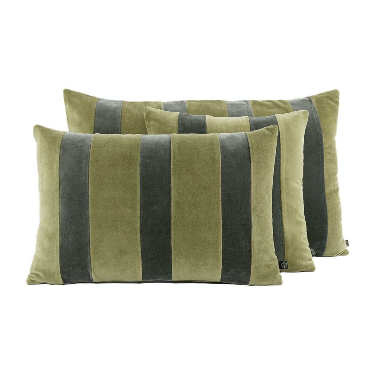 Coussin Rio Haomy en velours bicolore Kaki et Olive – contraste raffiné et élégance naturelle