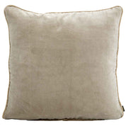 Coussin New Delhi Haomy en velours de coton coloris Craie, 80x80 cm – finition bourdon en lin naturel, style chic et intemporel