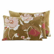 Coussin Bristol Haomy  en velours brodé à fleurs, coloris Gold – élégance sobre et texture raffinée pour une déco chic