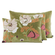 Coussin Bristol Haomy  en velours brodé à fleurs, coloris Olive – élégance sobre et texture raffinée pour une déco chic