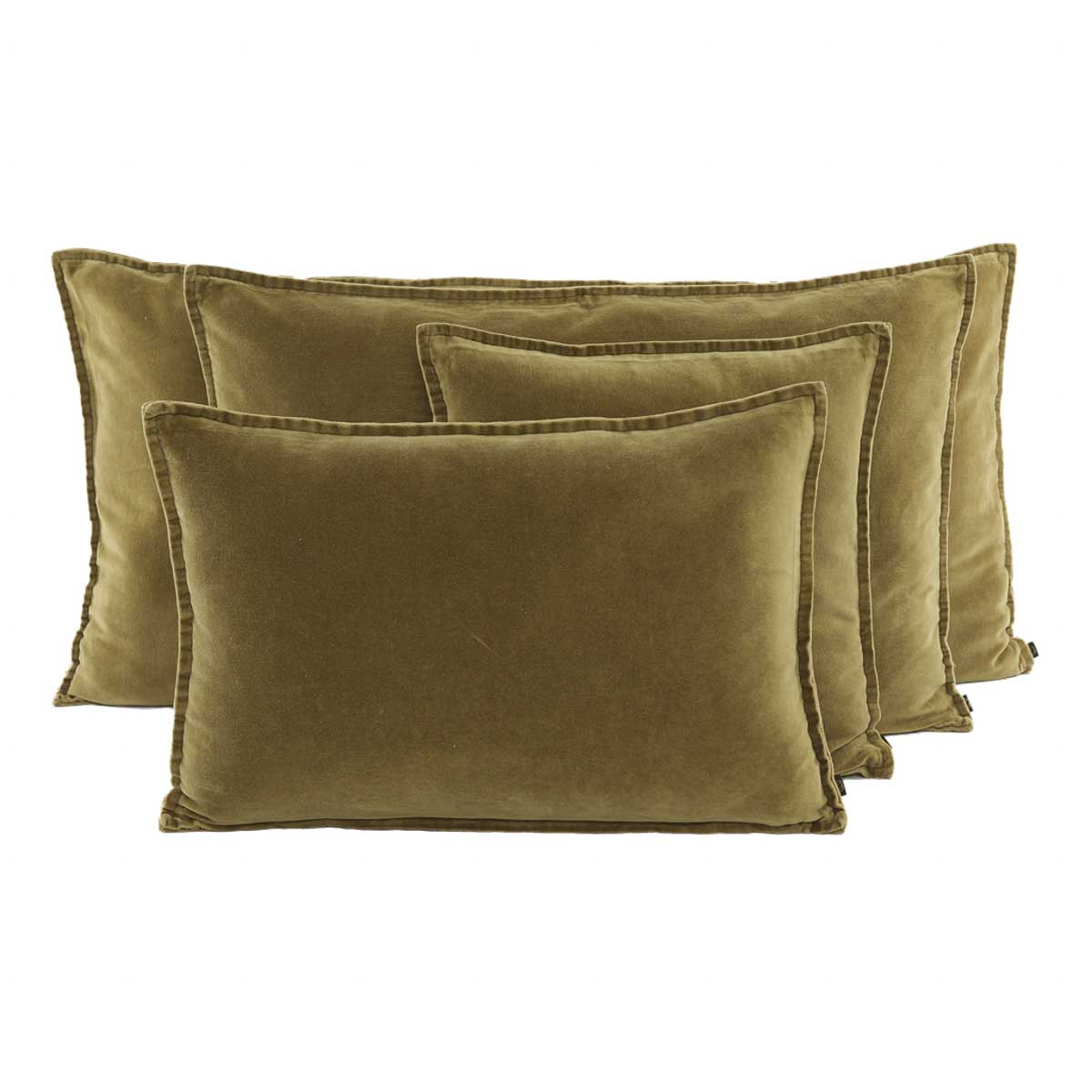 Coussin Manhattan Haomy en velours de coton coloris Gold – finition volant chic pour une touche lumineuse et raffinée