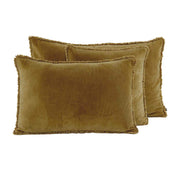 Coussin Kobe Haomy en velours frangé coloris Gold – chaleur et élégance pour une déco raffinée