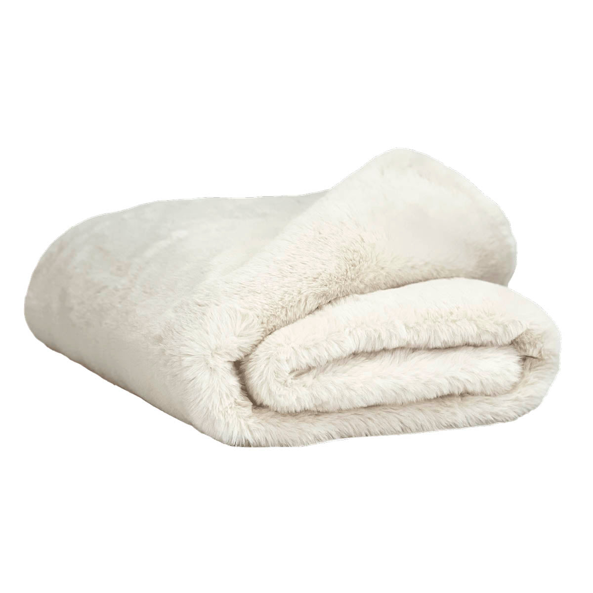 Couvre-lit Chamonix Haomy en fausse fourrure moelleuse, 240x260 cm, coloris Ivoire – douceur et élégance pour une chambre cocooning