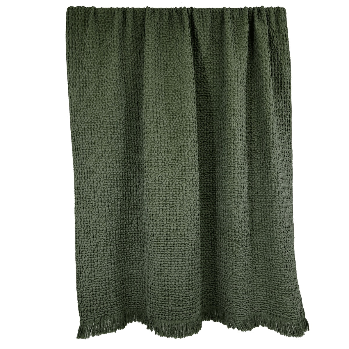 Couvre-lit Tempo nid d’abeille 100 % coton Harmony Haomy, 240×260 cm, texture gaufrée, coloris Kaki