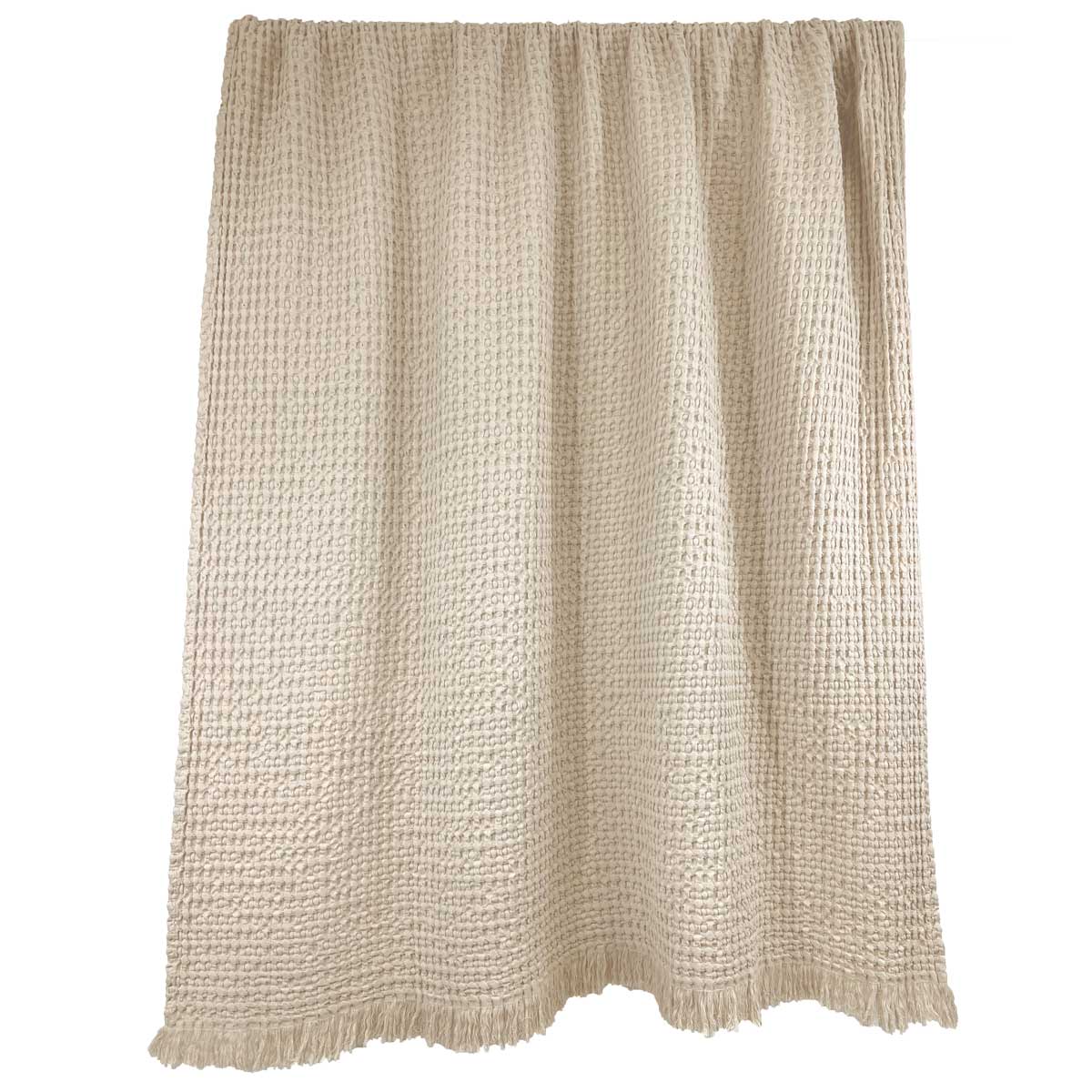 Couvre-lit Tempo nid d’abeille 100 % coton Harmony Haomy, 240×260 cm, texture gaufrée, coloris Lin