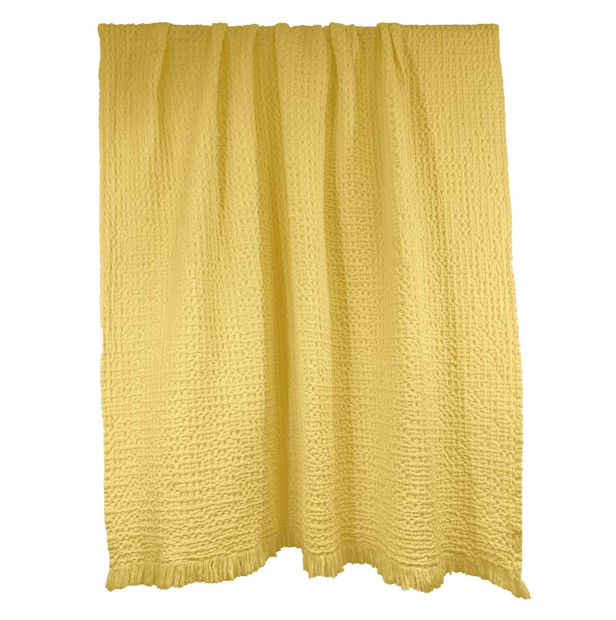 Couvre-lit Tempo nid d’abeille 100 % coton Harmony Haomy, 240×260 cm, texture gaufrée, coloris Paille