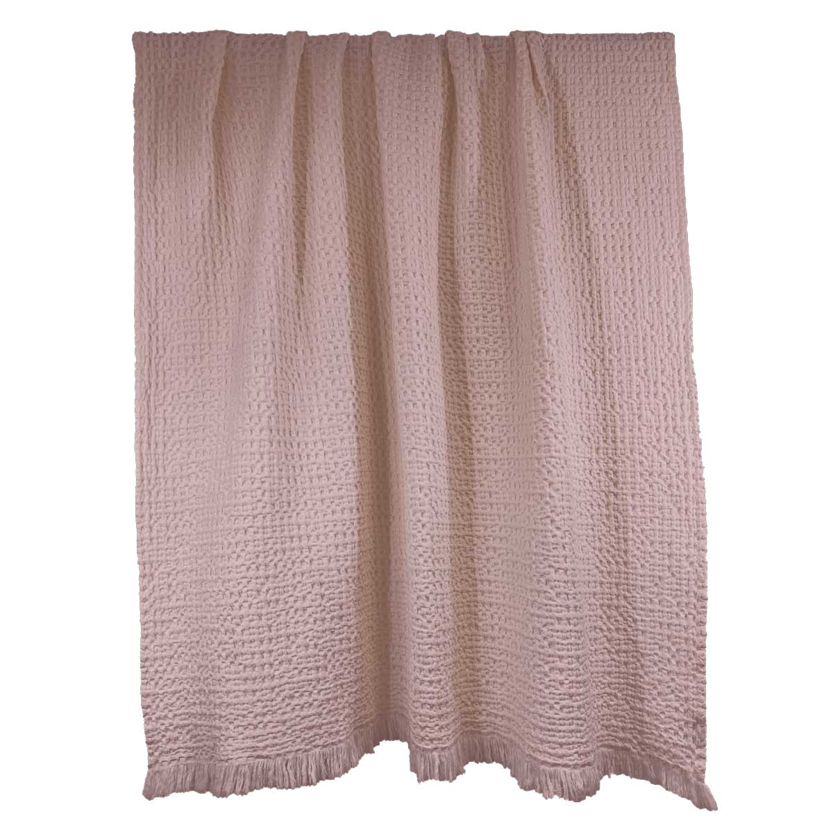 Couvre-lit Tempo nid d’abeille 100 % coton Harmony Haomy, 240×260 cm, texture gaufrée, coloris Pétale