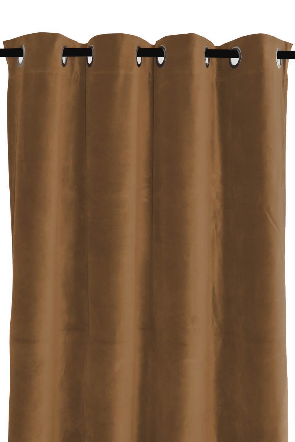 Rideau en velours Delhi Haomy avec œillets, coloris tabac, 135x300 cm – tombé élégant et texture douce