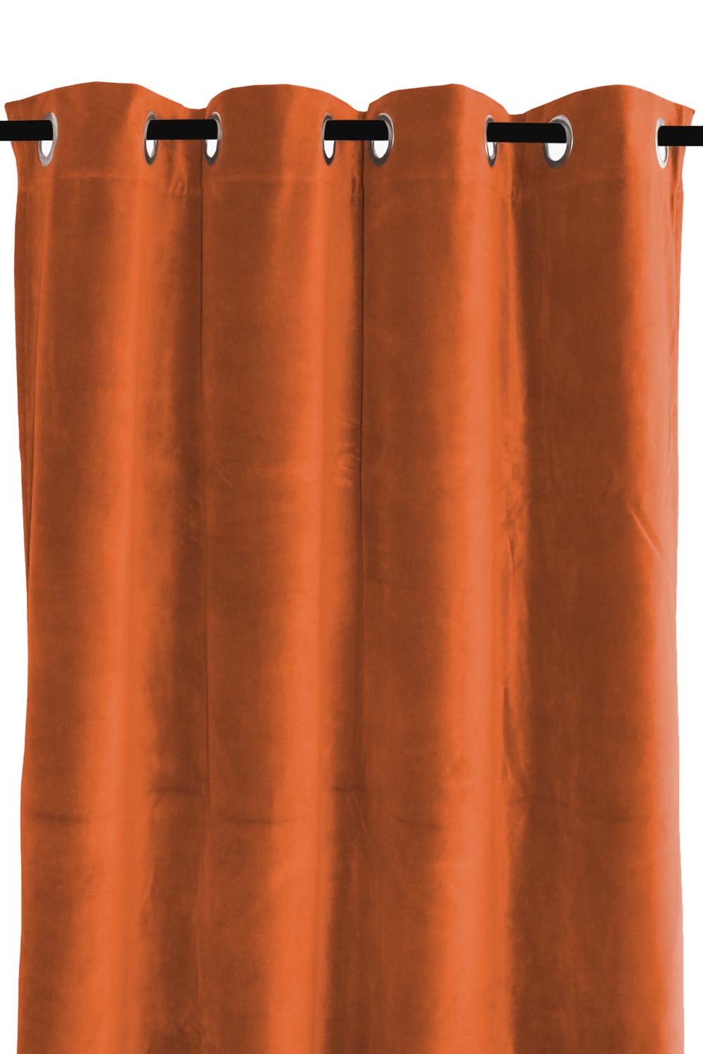 Rideau en velours Delhi Haomy avec œillets, coloris brick, 135x300 cm – tombé élégant et texture douce