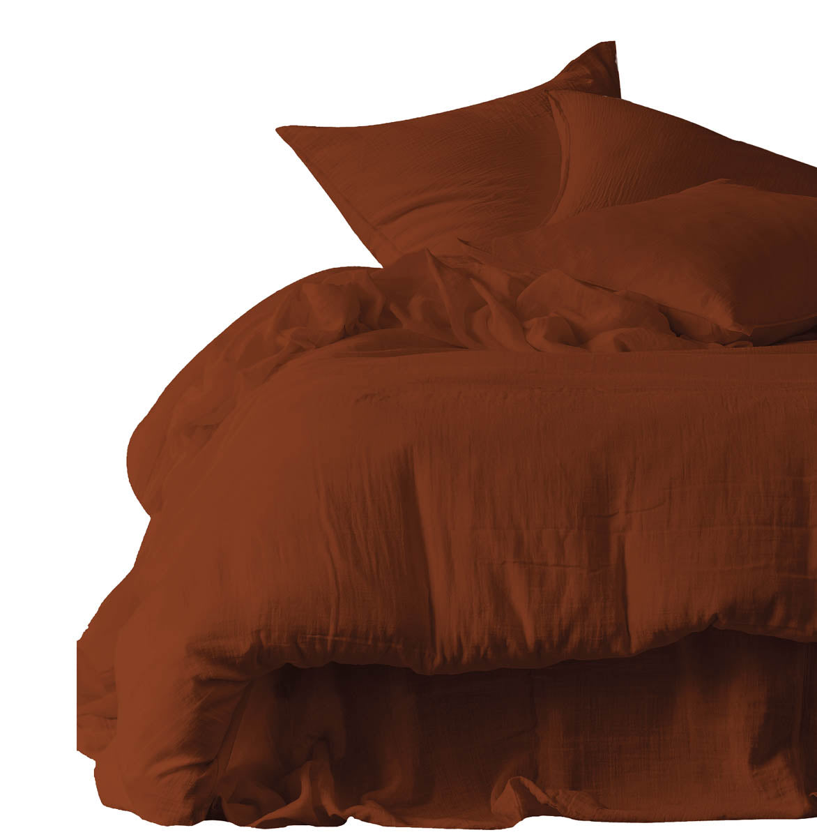 housse de couette dili par Haomy-Harmony Textile en gaze de coton, coloris Terre brulée