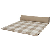 Édredon Palma Haomy en lin lavé à grands carreaux – coloris naturel, bout de lit élégant et naturel