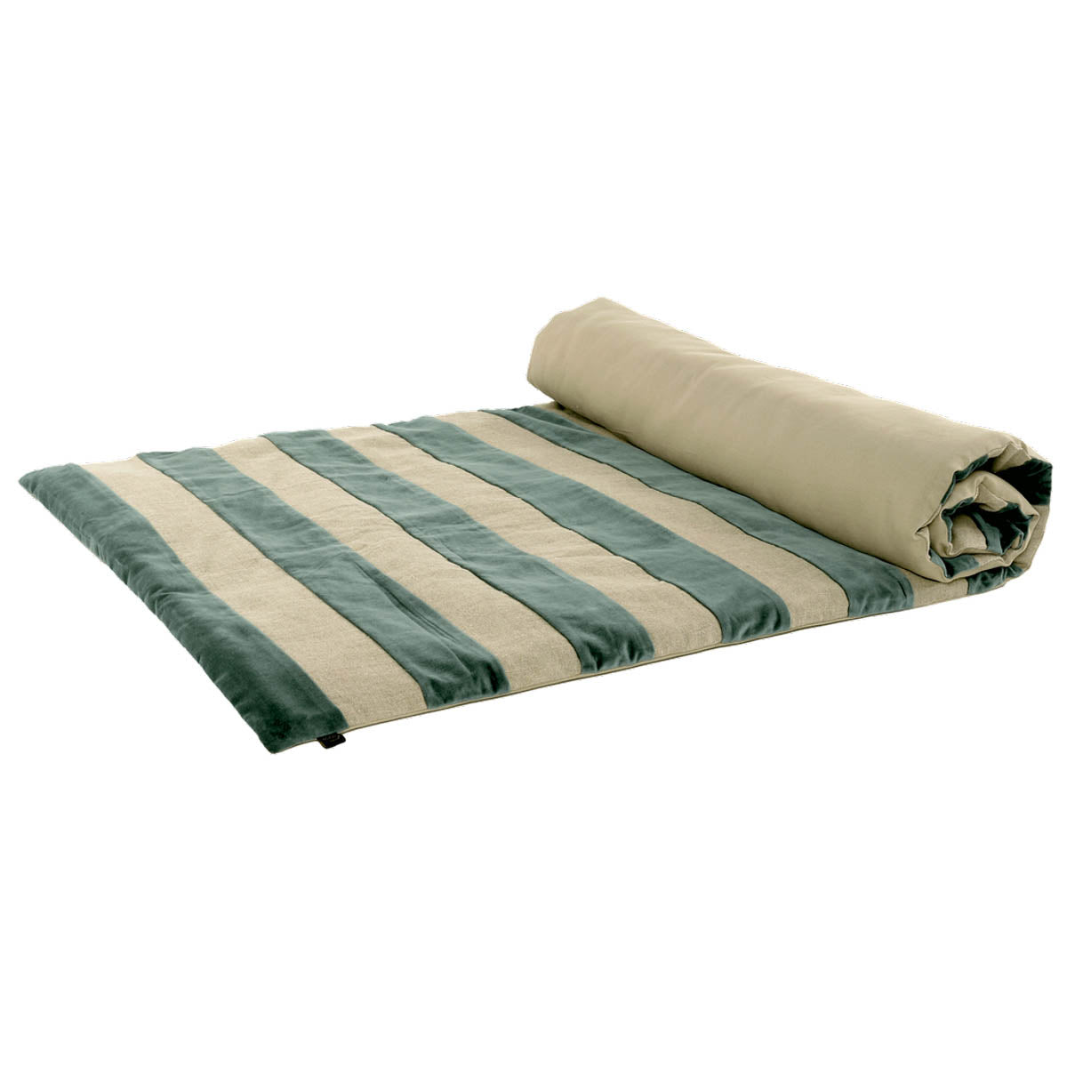 Édredon Brisbane Haomy en lin lavé et velours coloris Pigeon – larges bandes, style chic et lumineux