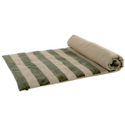 Édredon Brisbane Haomy en lin lavé et velours coloris Kaki – larges bandes, style chic et lumineux