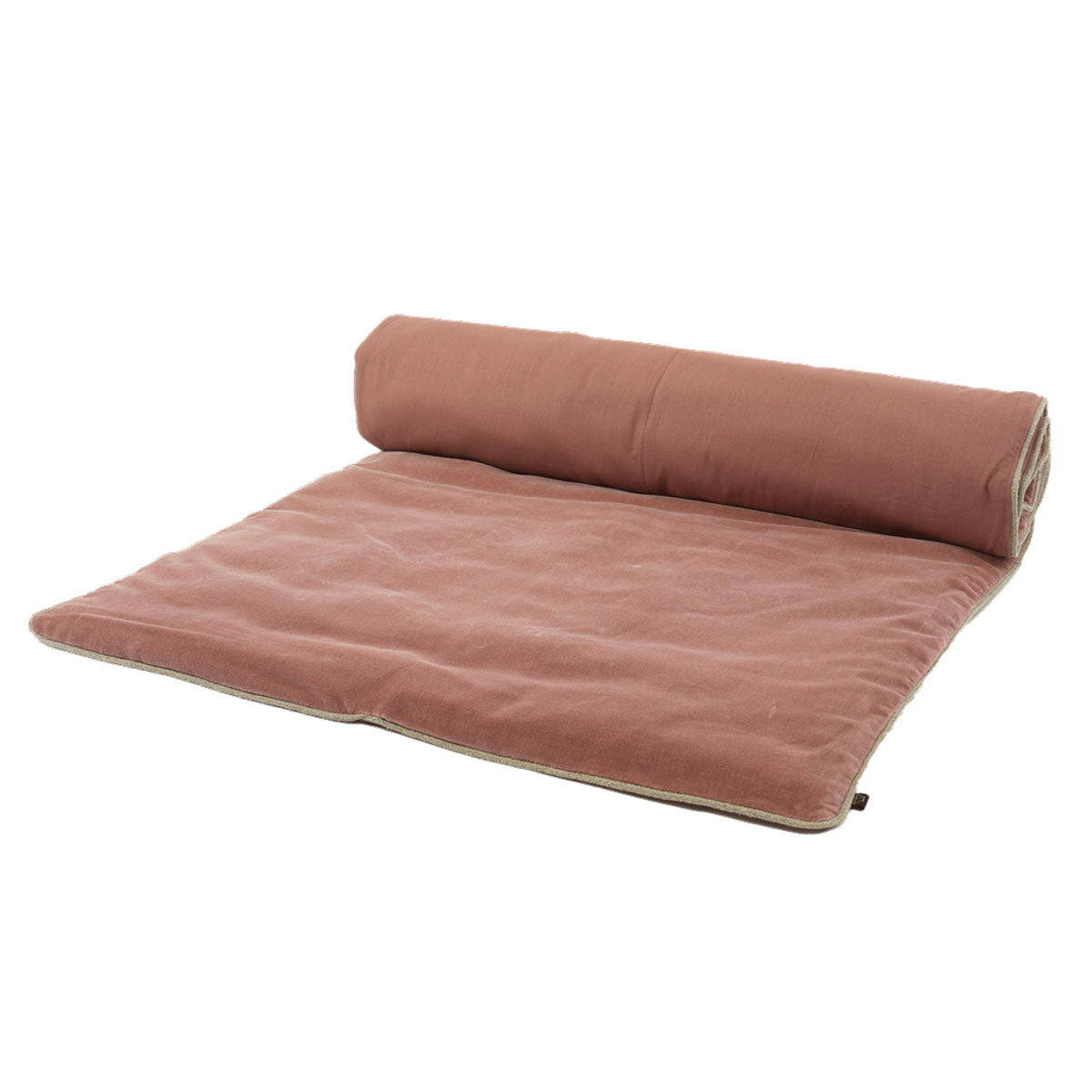 Édredon New Delhi Haomy en velours de coton coloris Mocaccino – finition bourdon lin naturel, style chic et intemporel