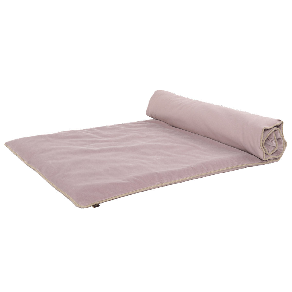 Édredon New Delhi Haomy en velours de coton coloris Pétale – finition bourdon lin naturel, style chic et intemporel