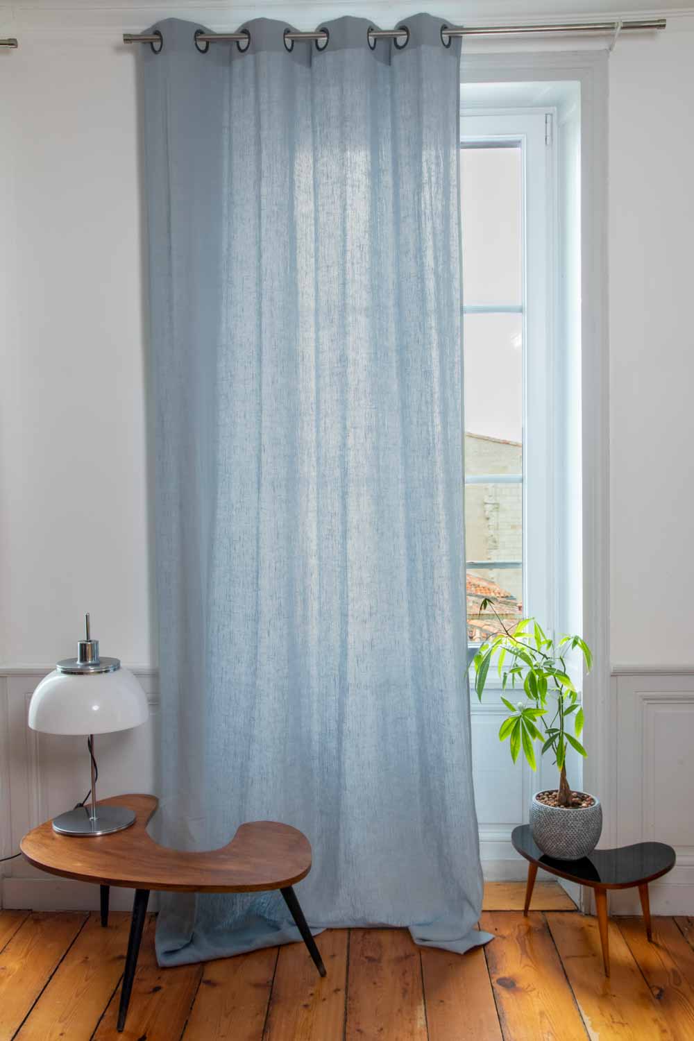 Rideau en lin Ré Epic Haomy 140x280 cm coloris Bleu de gris – naturel et lumineux