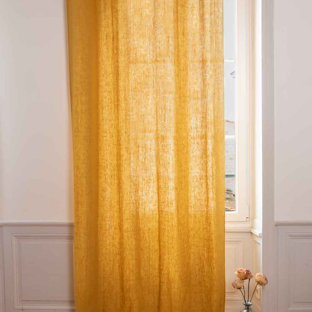 Rideau en lin Ré Epic Haomy 140x280 cm coloris Brun sepia – naturel et lumineux