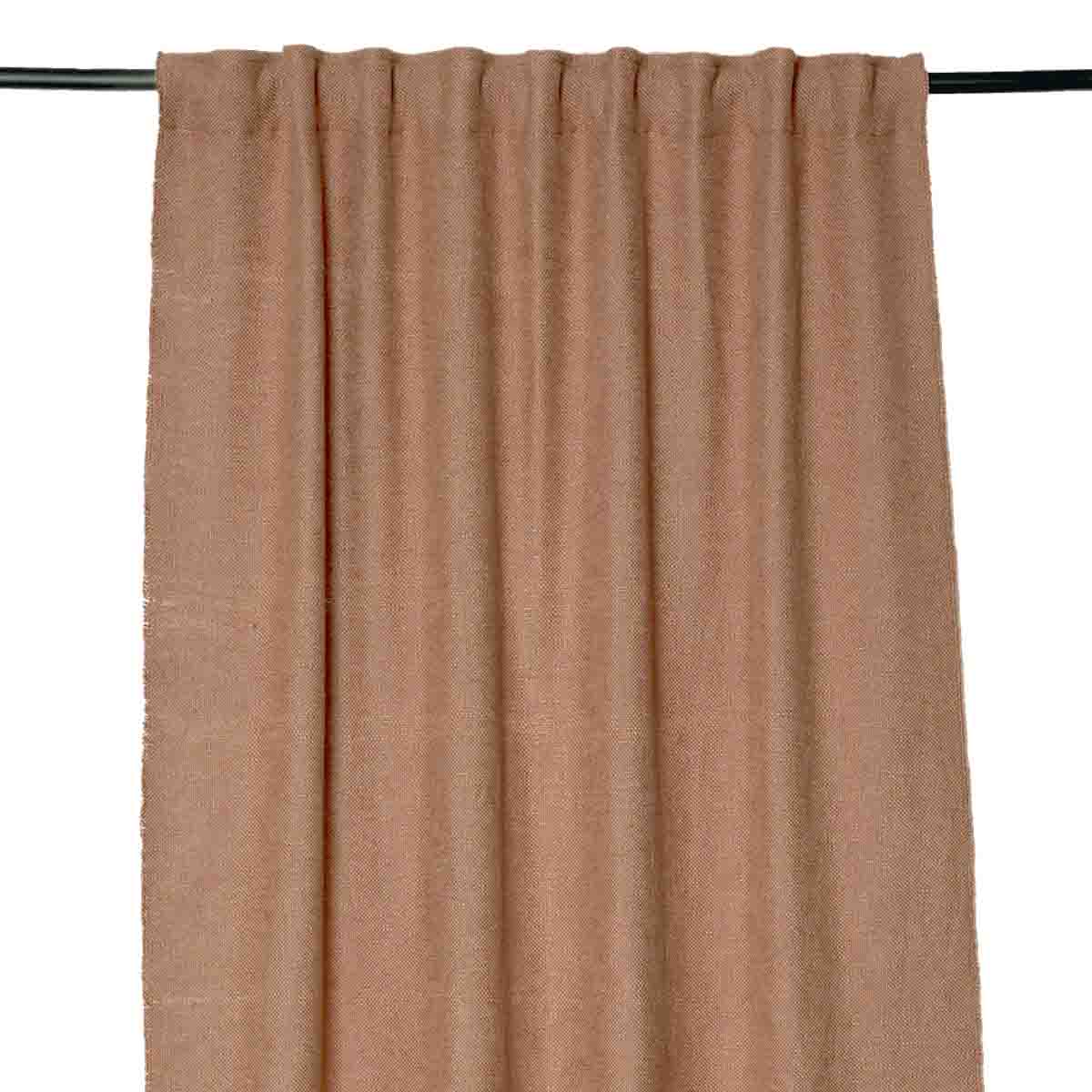 Rideau uni en lin HAOMY, Harmony textile, CALIFORNIA coloris Mocaccino 130×280 cm – finition ruflette et passe-tringle