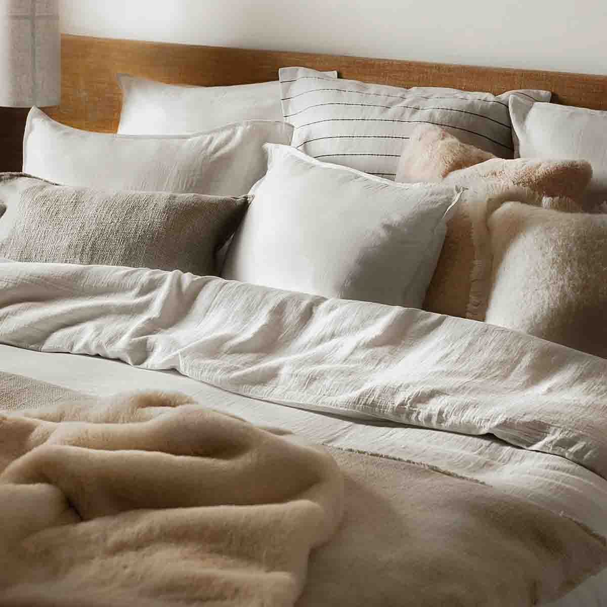 Housse de coussin California Haomy en lin lavé & coton – 7 teintes raffinées