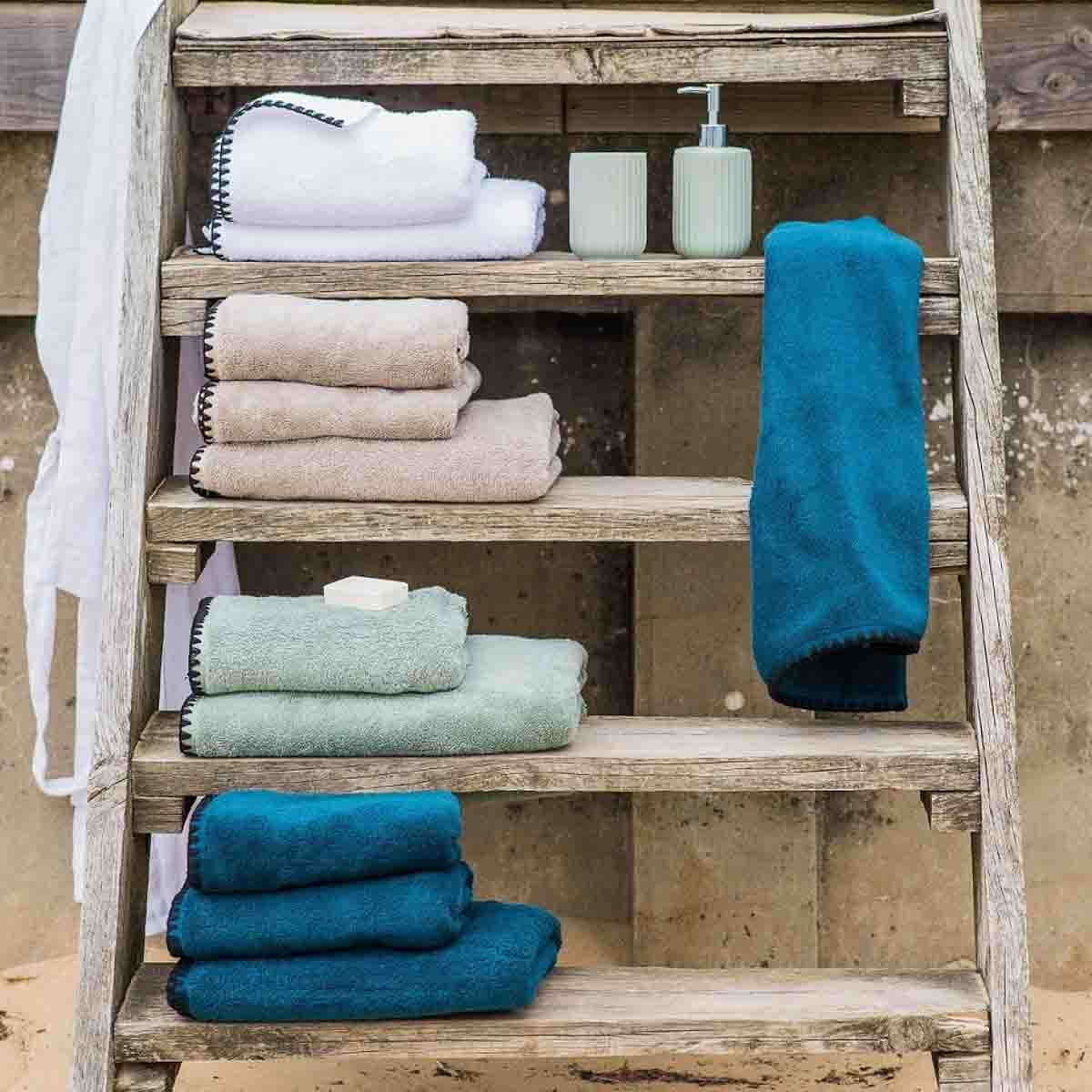 serviette invite douche et bain coton 50x100 cm, 70x130 cm ou 90x140 cm issey blanc-Harmony haomy