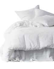 Housse de couette Mykonos Haomy en double gaze de coton lavée coloris Blanc – douceur et légèreté naturelles