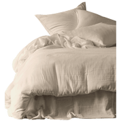 Housse de couette Mykonos Haomy en double gaze de coton lavée coloris Craie – douceur et légèreté naturelles