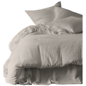 Housse de couette Mykonos Haomy en double gaze de coton lavée coloris Lin – douceur et légèreté naturelles