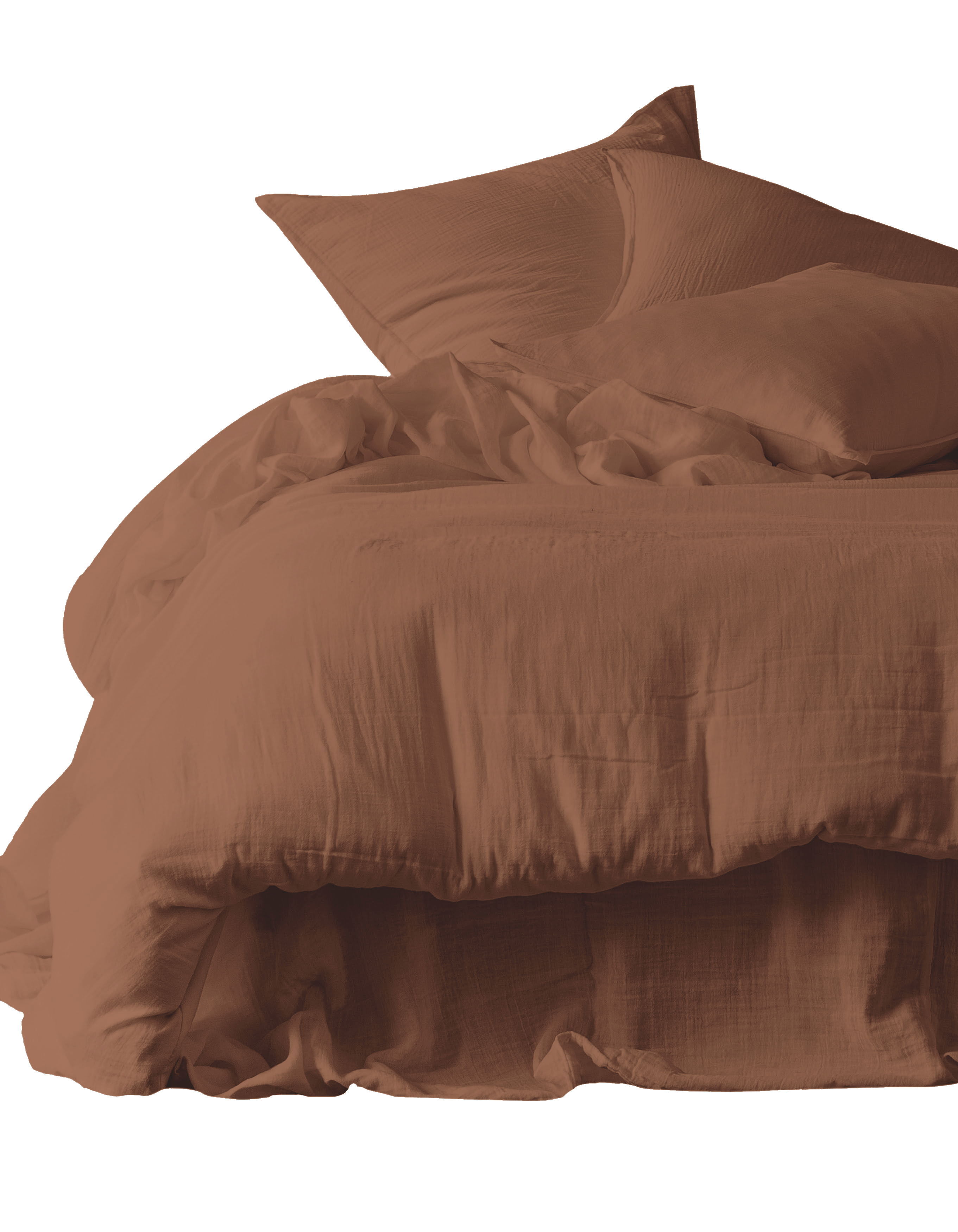 Housse de couette Mykonos Haomy en double gaze de coton lavée coloris Mocaccino – douceur et légèreté naturelles