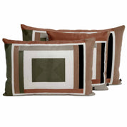 Housse de coussin Manille en coton brodé – collection Haomy Harmony Textile, motif géométrique et coloris Kaki pour une décoration raffinée