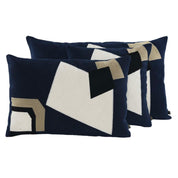 Housse de coussin Nagoya Haomy en coton brodé, coloris Encre – motifs géométriques élégants et finition haut de gamme